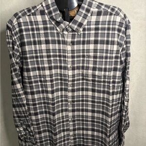 Eddie Bauer Gray & White Plaid Button-Down Shirt